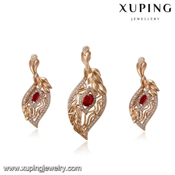 64228 Xuping nice leaf shaped pendant fashion beautiful delicate charms party personality jewelry set